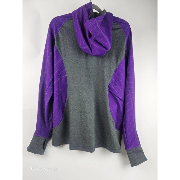 Women's , Land's End, szXL (18) athletic warm up jacket, gray/purple - Picture 2 of 7